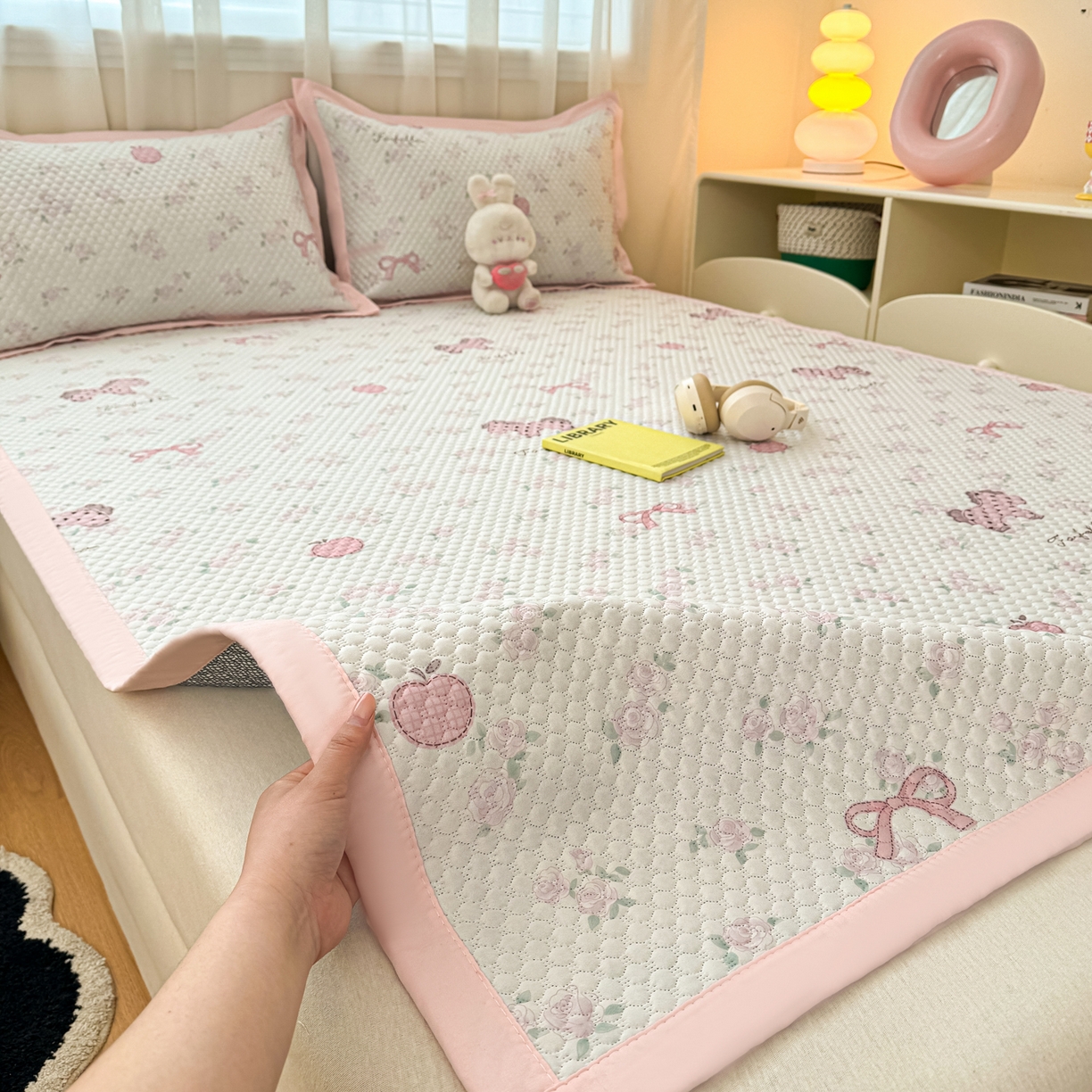 蓝极人 2026新款小清新冰豆豆数码印花席三明治底席子凉席 趣味小马