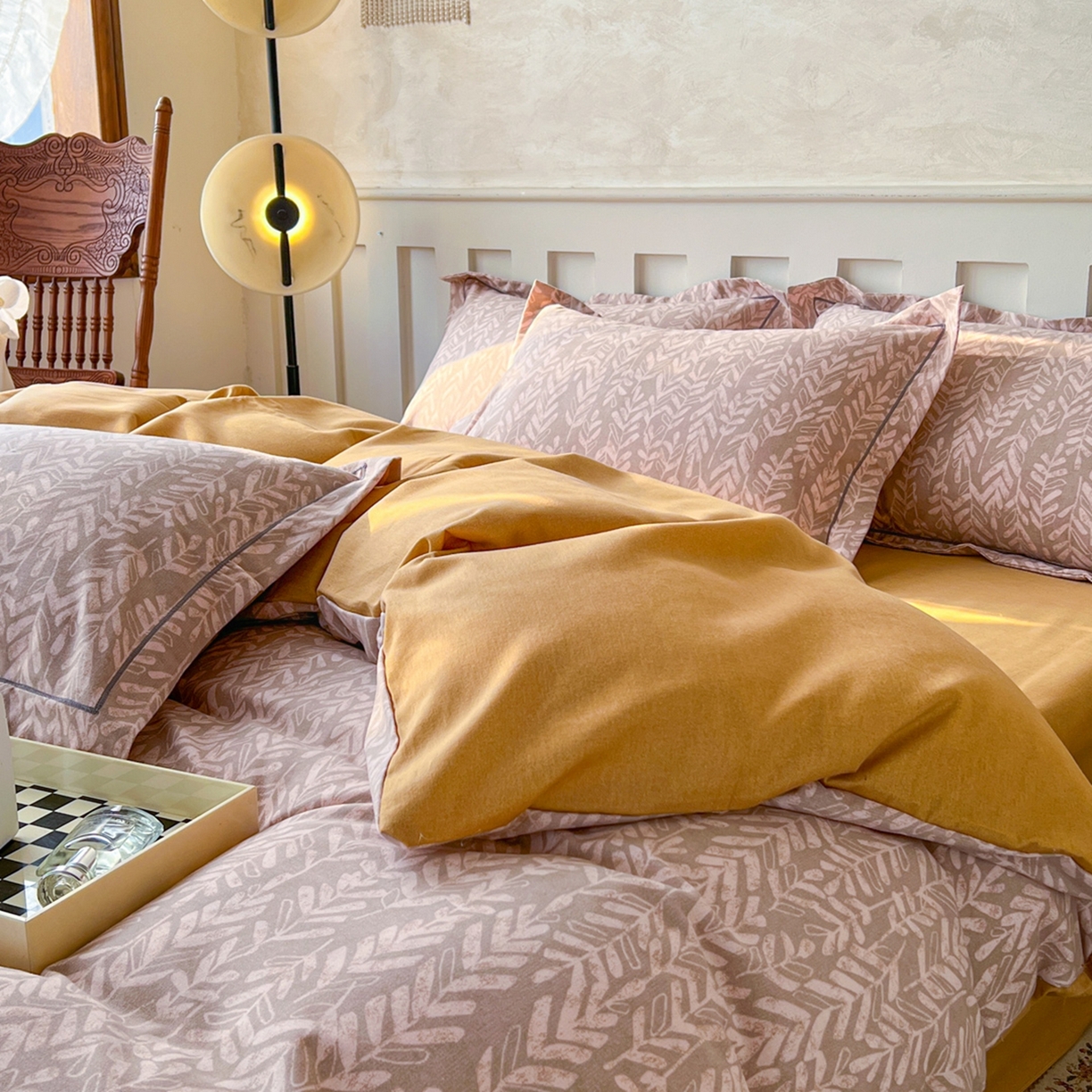 91家纺网 家纺一手货源 找家纺 2025新款全棉磨毛印花单品被套 暮光-咖