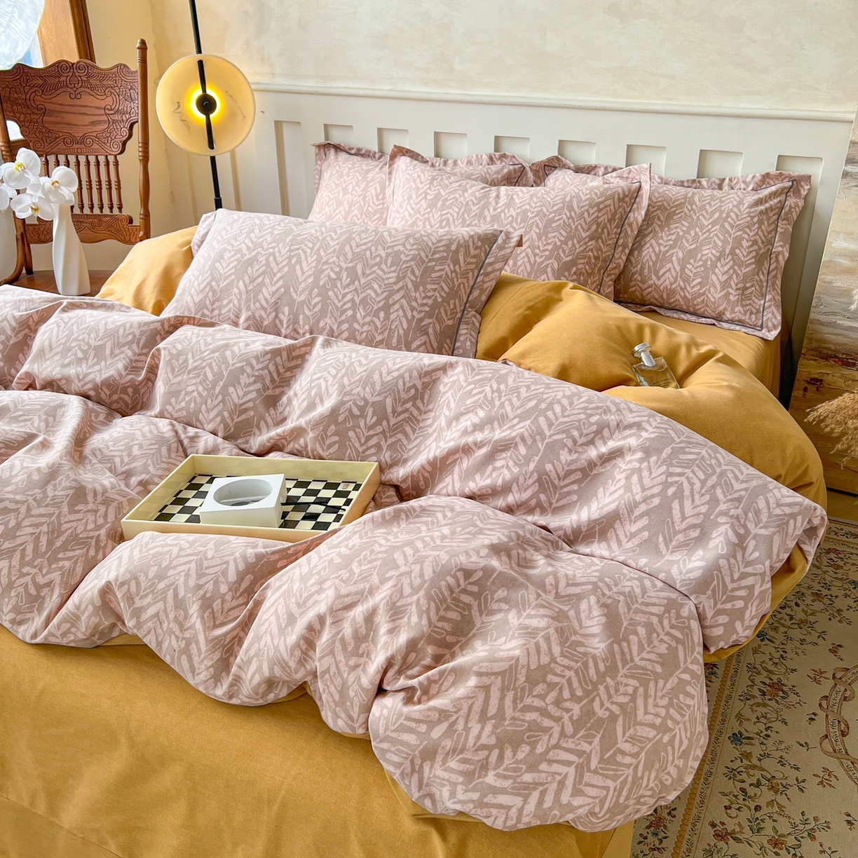 91家纺网 家纺一手货源 找家纺 2025新款全棉磨毛印花单品被套 暮光-咖