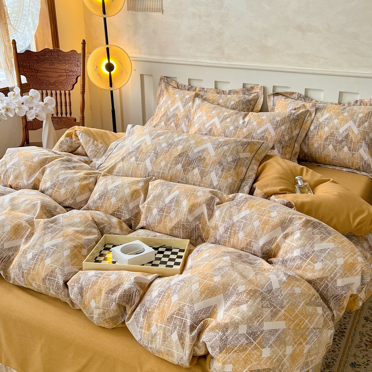 91家纺网 家纺一手货源 找家纺 2025新款全棉磨毛印花单品被套 妮可-咖