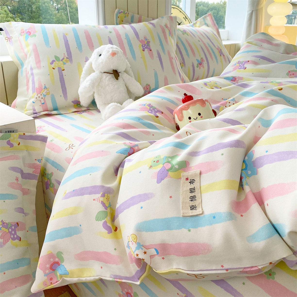 91家纺网 家纺一手货源 找家纺 （总）凯磊家纺 2026春夏新款原棉老粗布印花系列四件套