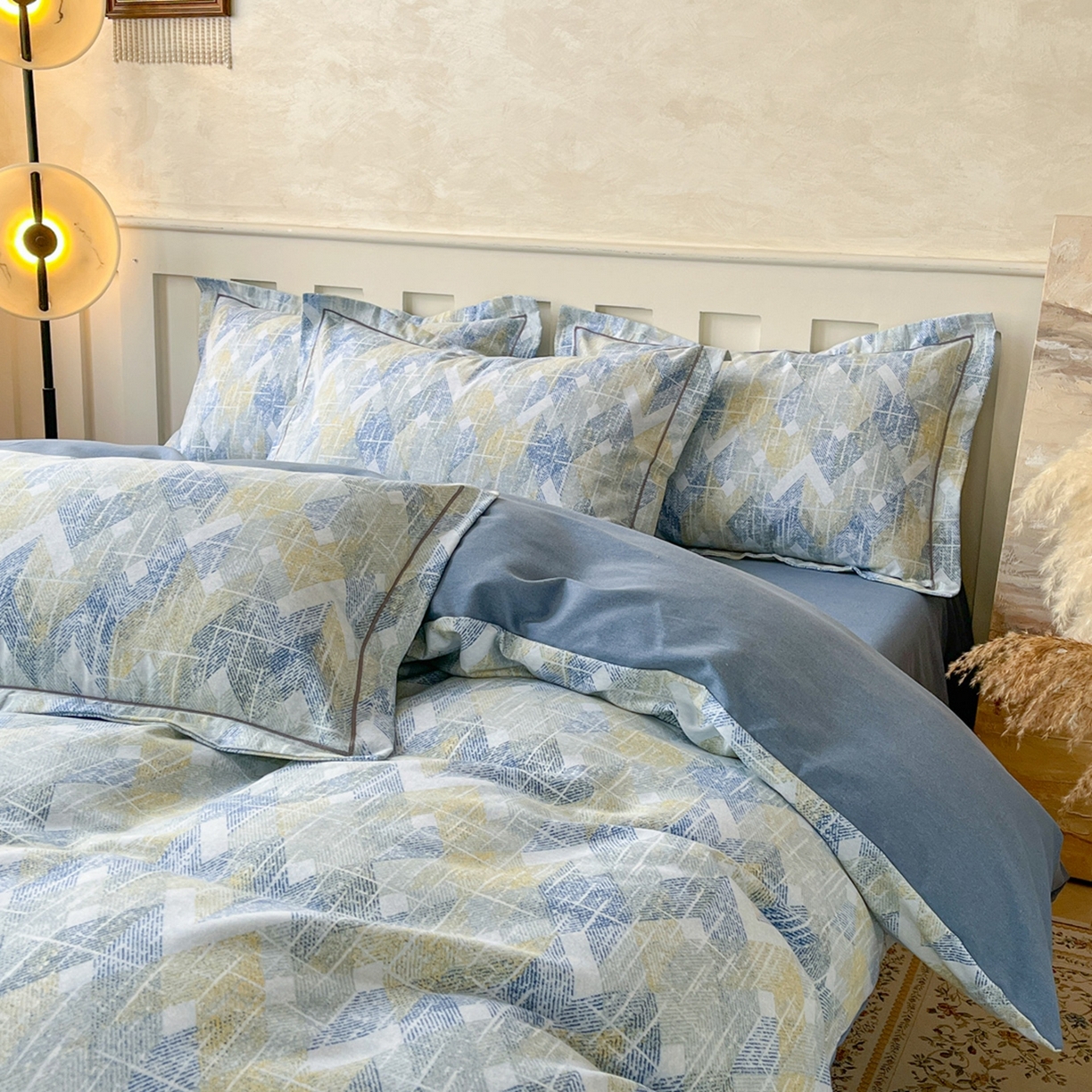 91家纺网 家纺一手货源 找家纺 2025新款全棉磨毛印花单品被套 妮可-蓝