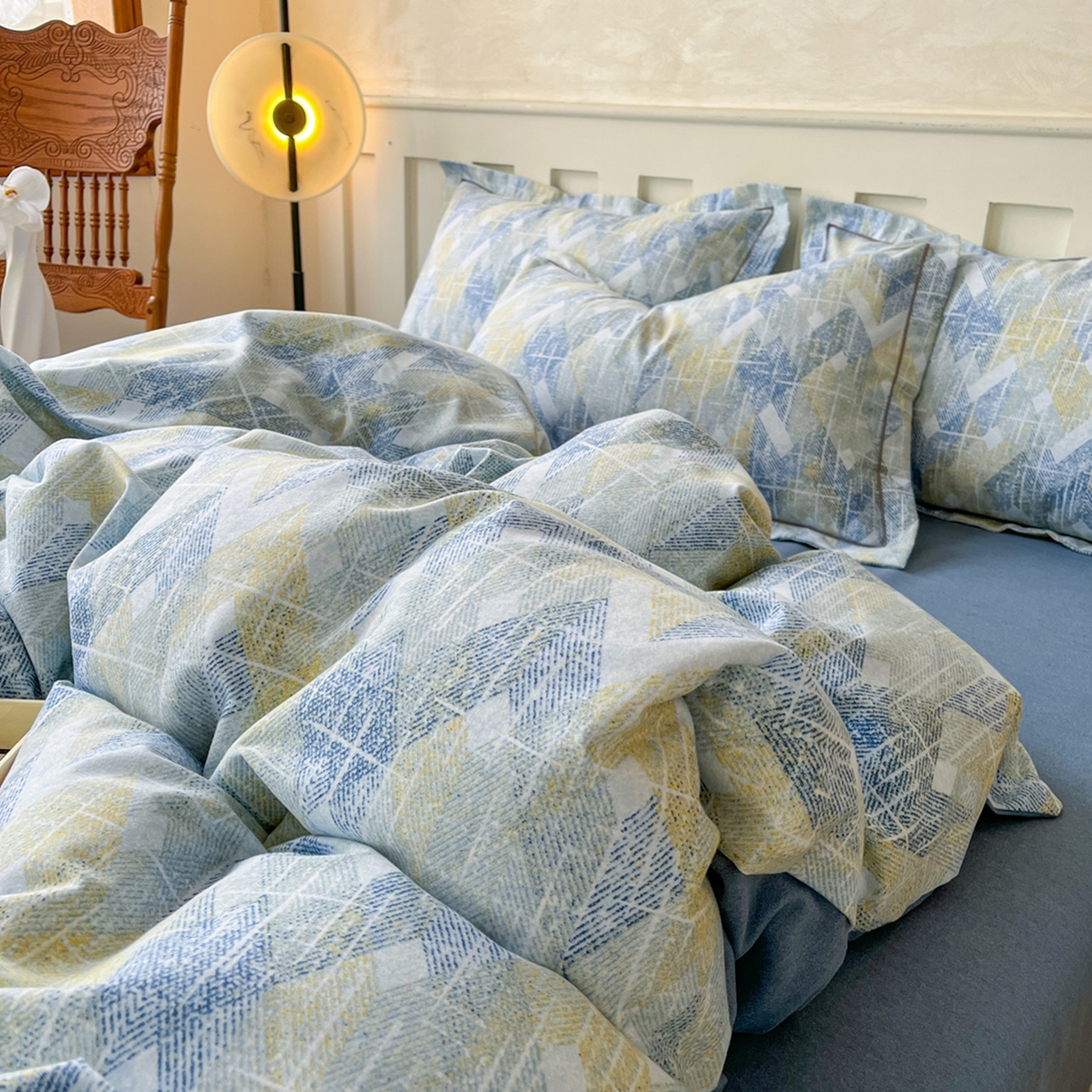 2025新款全棉磨毛印花单品被套 妮可-蓝