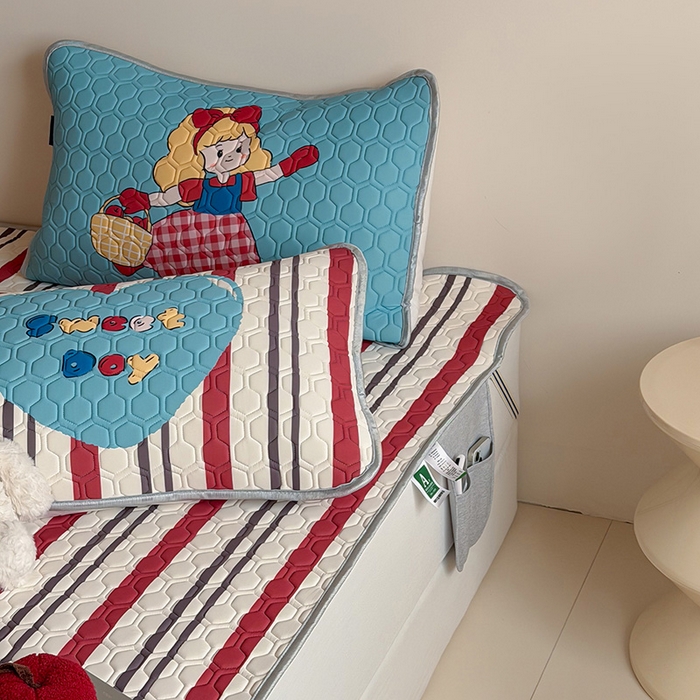 91家纺网 家纺一手货源 找家纺 （总）RYB红黄兰 2026新款ins设计师原创款大版冰皮凉感水洗乳胶加厚6mm凉席三件套