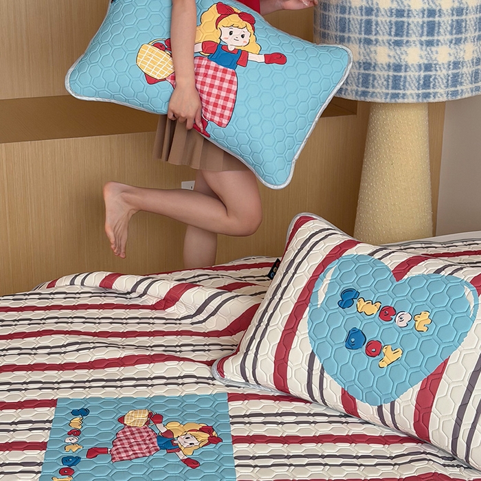 91家纺网 家纺一手货源 找家纺 （总）RYB红黄兰 2026新款ins设计师原创款大版冰皮凉感水洗乳胶加厚6mm凉席三件套