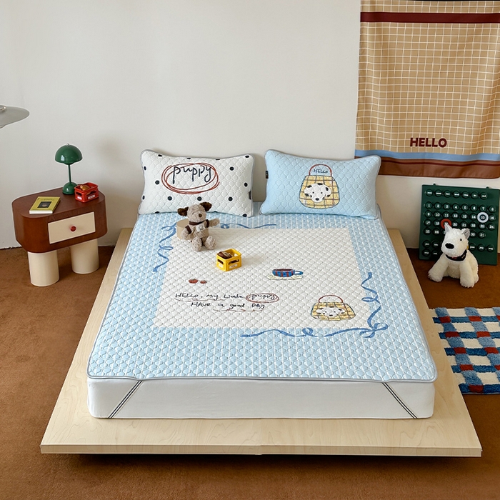 91家纺网 家纺一手货源 找家纺 （总）RYB红黄兰 2026新款ins设计师原创款大版冰皮凉感水洗乳胶加厚6mm凉席三件套