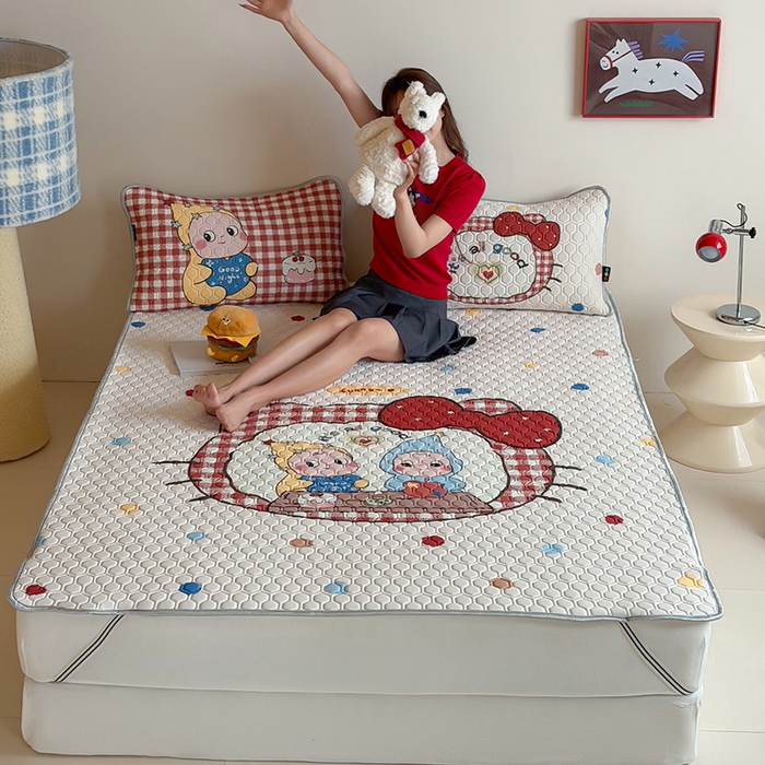 91家纺网 家纺一手货源 找家纺 （总）RYB红黄兰 2026新款ins设计师原创款大版冰皮凉感水洗乳胶加厚6mm凉席三件套