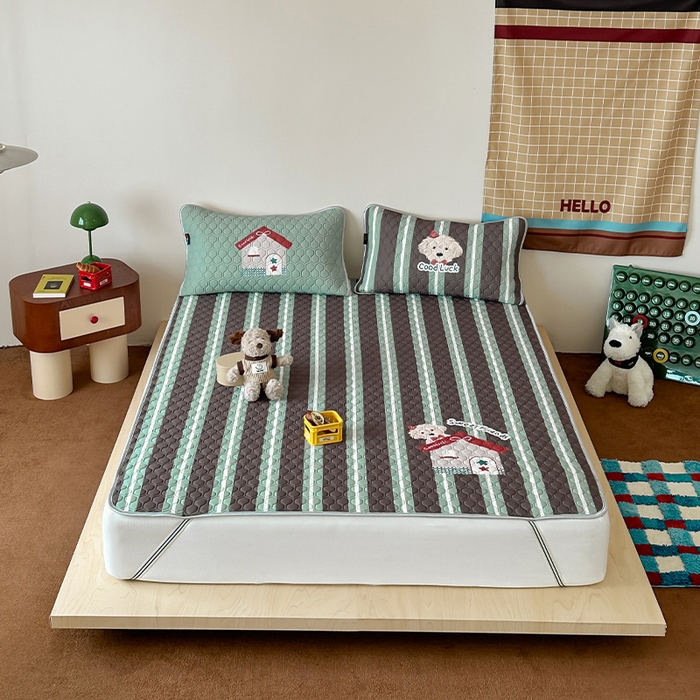 RYB红黄兰 2026新款ins设计师原创款大版冰皮凉感水洗乳胶加厚6mm凉席三件套 泰迪小窝