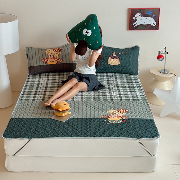 RYB红黄兰 2026新款ins设计师原创款大版冰皮凉感水洗乳胶加厚6mm凉席三件套 爆米花先生