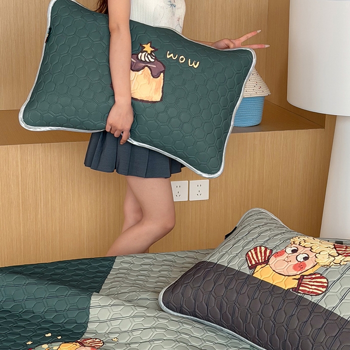 91家纺网 家纺一手货源 找家纺 RYB红黄兰 2026新款ins设计师原创款大版冰皮凉感水洗乳胶加厚6mm凉席三件套 爆米花先生