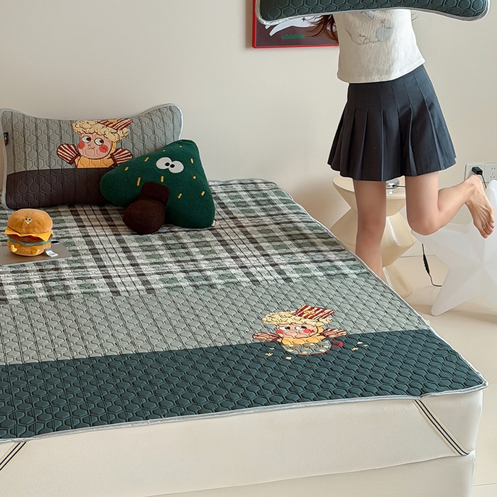 91家纺网 家纺一手货源 找家纺 RYB红黄兰 2026新款ins设计师原创款大版冰皮凉感水洗乳胶加厚6mm凉席三件套 爆米花先生