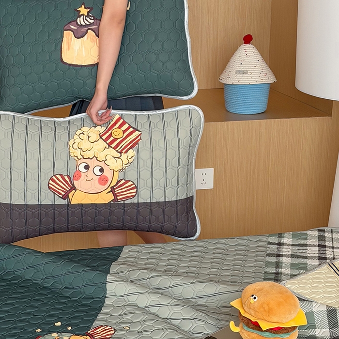 91家纺网 家纺一手货源 找家纺 RYB红黄兰 2026新款ins设计师原创款大版冰皮凉感水洗乳胶加厚6mm凉席三件套 爆米花先生