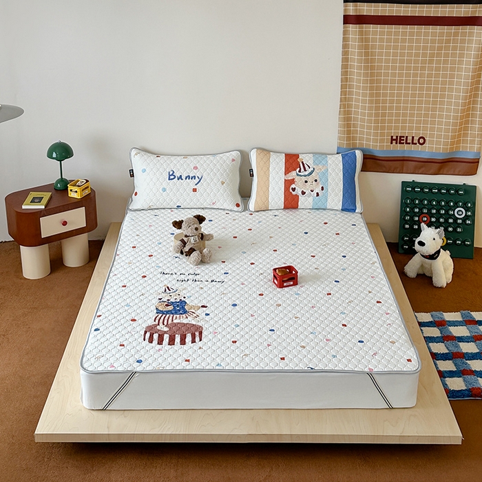 RYB红黄兰 2026新款ins设计师原创款大版冰皮凉感水洗乳胶加厚6mm凉席三件套 马戏团小兔