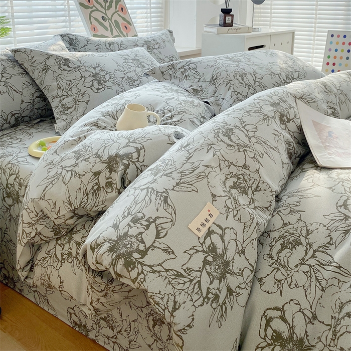 91家纺网 家纺一手货源 找家纺 （总）凯磊家纺 2026春夏新款原棉老粗布印花系列四件套