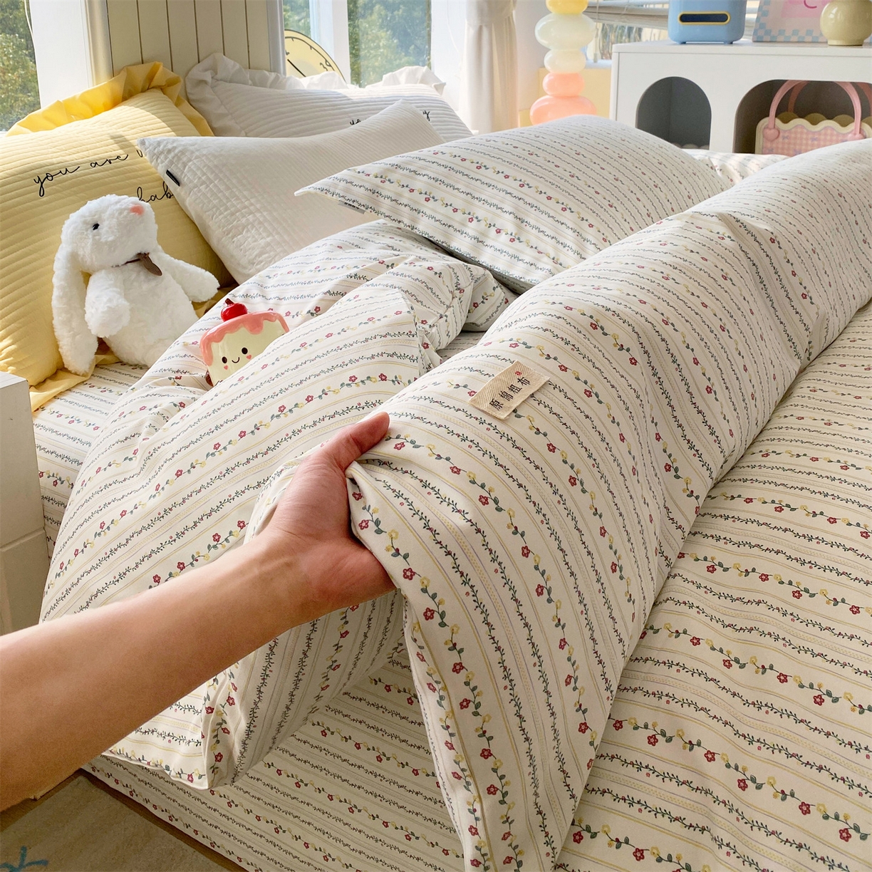 91家纺网 家纺一手货源 找家纺 （总）凯磊家纺 2026春夏新款原棉老粗布印花系列四件套