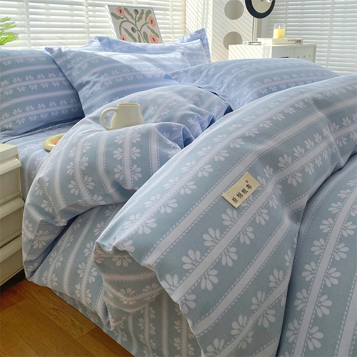 91家纺网 家纺一手货源 找家纺 （总）凯磊家纺 2026春夏新款原棉老粗布印花系列四件套