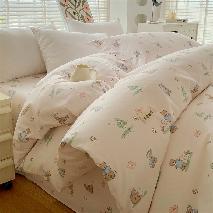 91家纺网 家纺一手货源 找家纺 （总）凯磊家纺 2026春夏新款原棉老粗布印花系列四件套