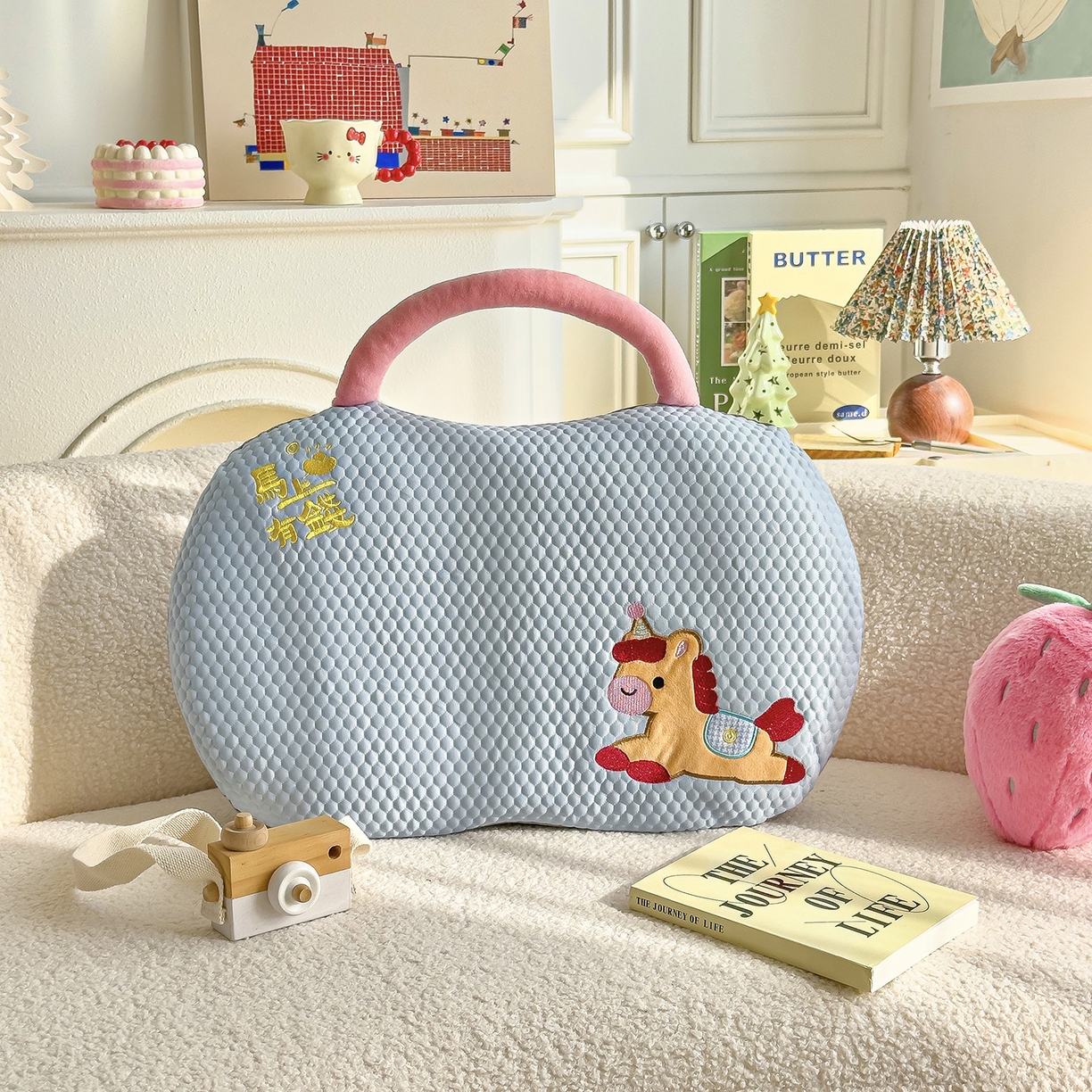 91家纺网 家纺一手货源 找家纺 诺可 2026新款凉感猫肚枕记忆枕枕头枕芯-马上有钱 马上有钱-蓝色