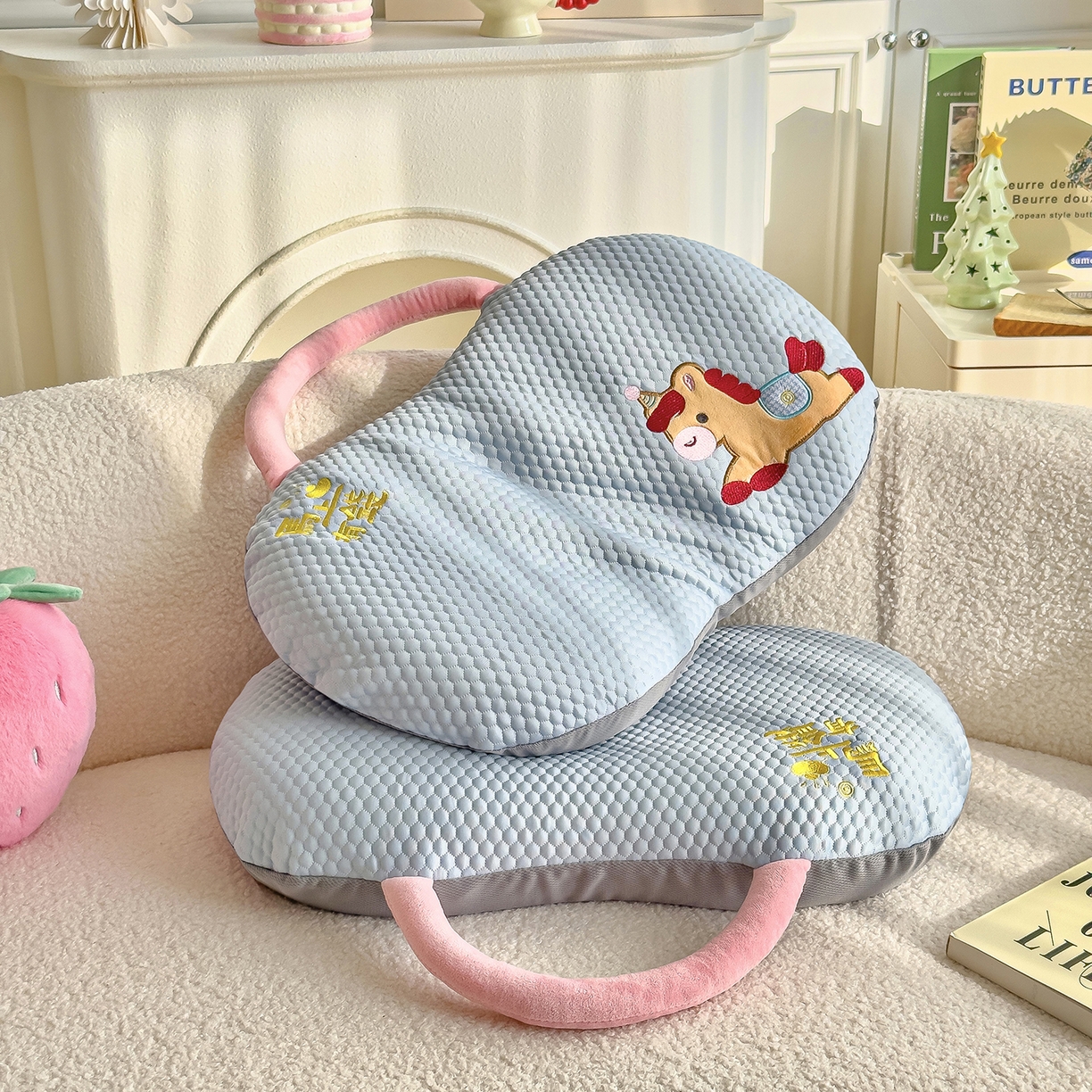 91家纺网 家纺一手货源 找家纺 诺可 2026新款凉感猫肚枕记忆枕枕头枕芯-马上有钱 马上有钱-蓝色