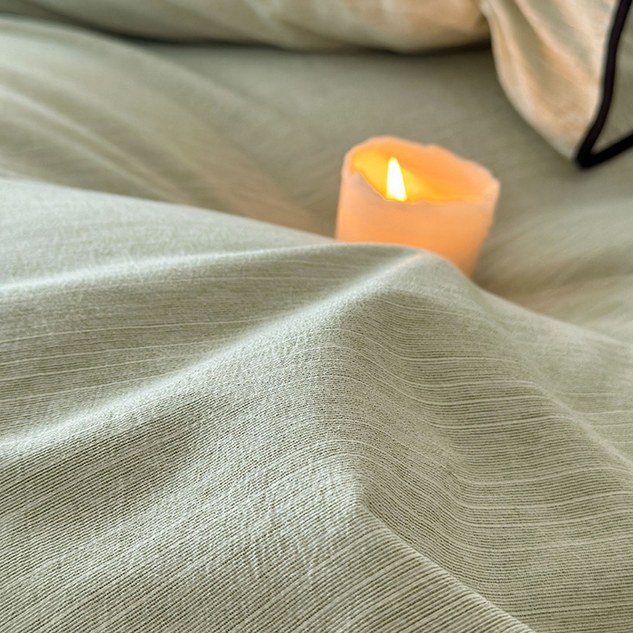 91家纺网 家纺一手货源 找家纺 苏源家居 2026新款法式黑包边亚麻公主风荷叶边四件套-清欢 清欢-麻雅绿