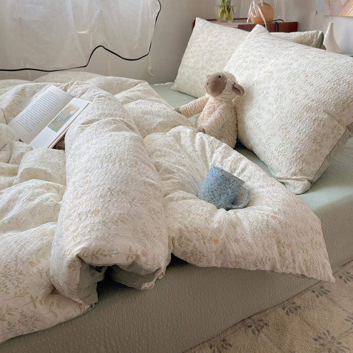 91家纺网 家纺一手货源 找家纺 贝扬思家纺 2026新款高品质A类泡芙纱普通款四件套-110g-(软软糯糯小红书推荐~) 凌晨信件