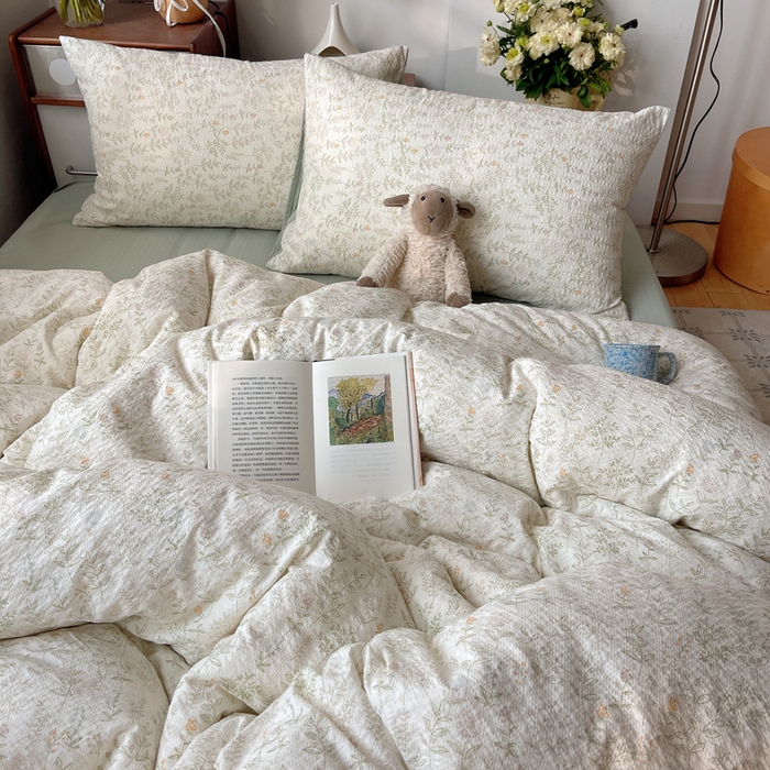 91家纺网 家纺一手货源 找家纺 贝扬思家纺 2026新款高品质A类泡芙纱普通款四件套-110g-(软软糯糯小红书推荐~) 凌晨信件