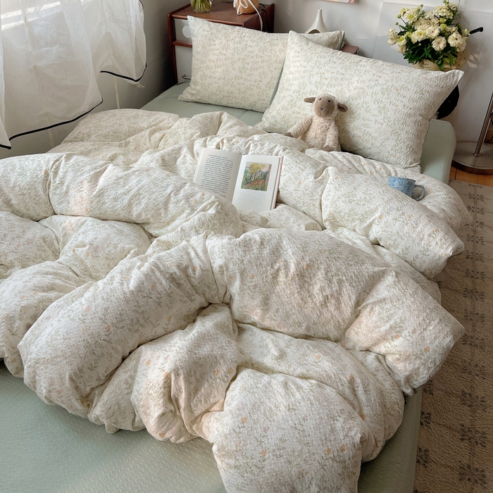 91家纺网 家纺一手货源 找家纺 贝扬思家纺 2026新款高品质A类泡芙纱普通款四件套-110g-(软软糯糯小红书推荐~) 凌晨信件