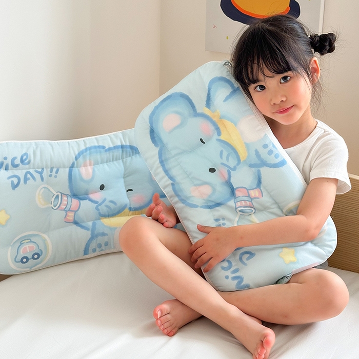 91家纺网 家纺一手货源 找家纺 嗨生活 2026新款冰豆豆枕芯大版卡通儿童枕芯幼儿园枕芯枕头枕芯 绒豆豆-快乐小象