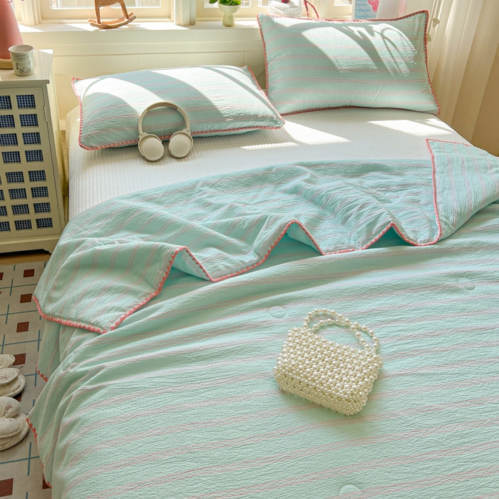 91家纺网 家纺一手货源 找家纺 （总）鑫利来家纺 2026新款日系多巴胺皱皱纱贝壳绣夏被夏凉被空调被