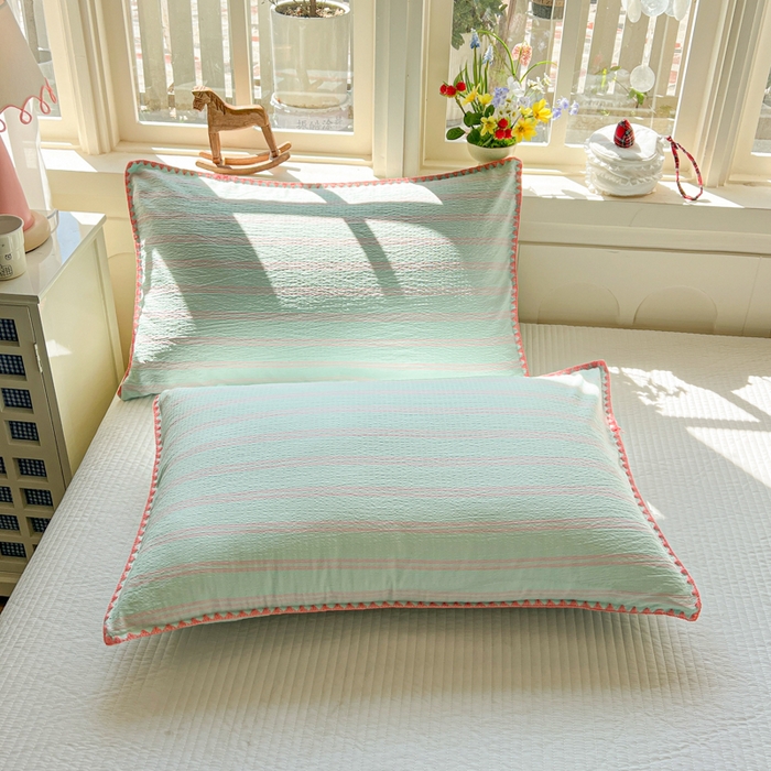 91家纺网 家纺一手货源 找家纺 （总）鑫利来家纺 2026新款日系多巴胺皱皱纱贝壳绣夏被夏凉被空调被