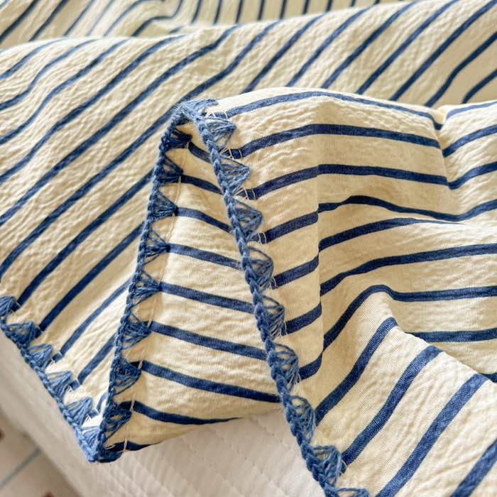 91家纺网 家纺一手货源 找家纺 鑫利来家纺 2026新款日系多巴胺皱皱纱贝壳绣夏被夏凉被空调被 海盐-蓝