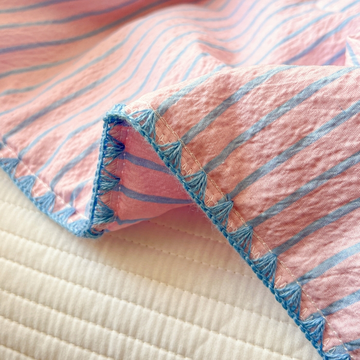 91家纺网 家纺一手货源 找家纺 鑫利来家纺 2026新款日系多巴胺皱皱纱贝壳绣夏被夏凉被空调被 海盐-紫