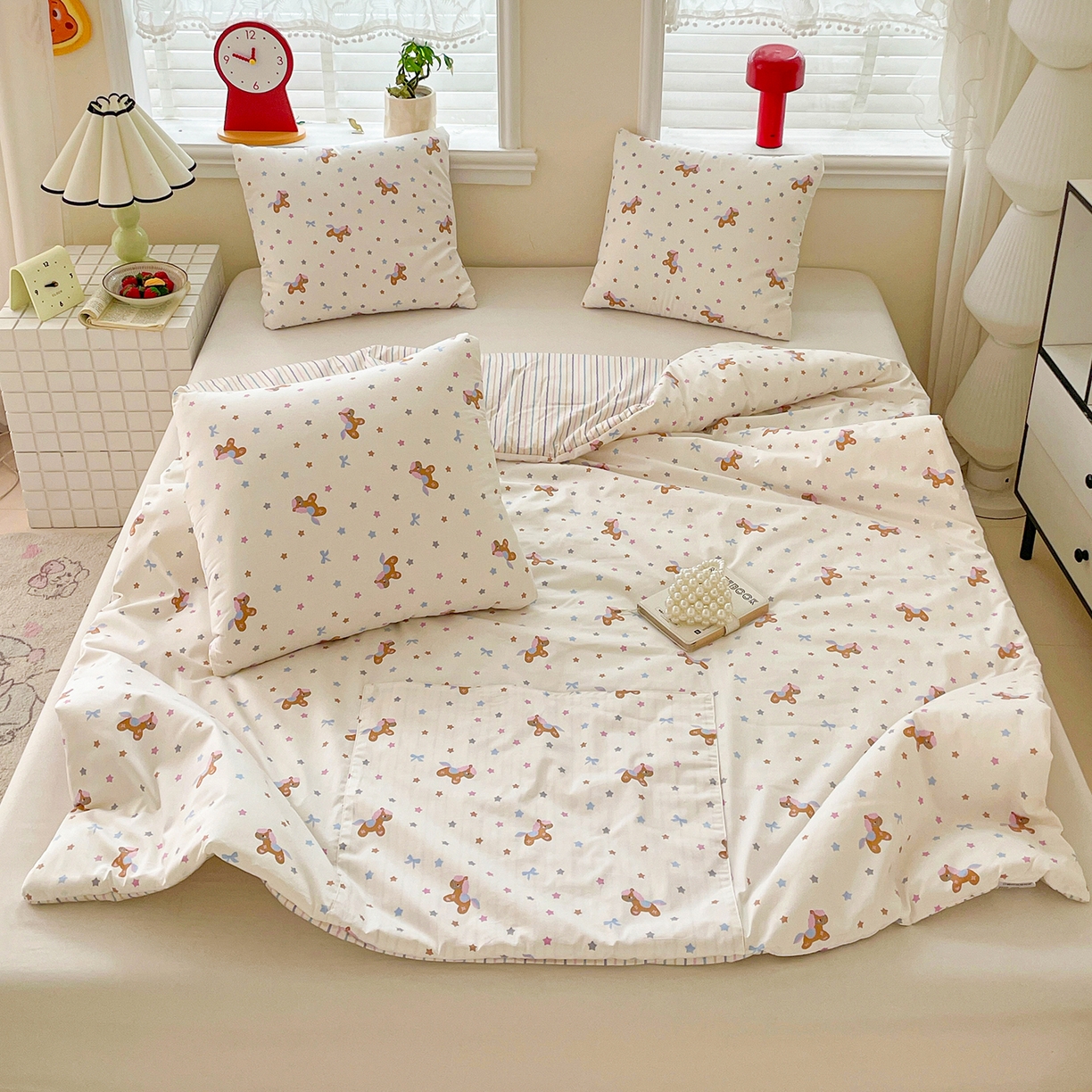 多米家居 2026新款口袋印花抱枕被单品 彩虹小马