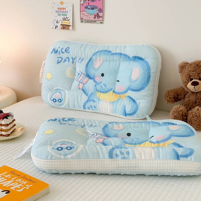 91家纺网 家纺一手货源 找家纺 嗨生活 2026新款冰豆豆枕芯大版卡通儿童枕芯幼儿园枕芯枕头枕芯 绒豆豆-快乐小象