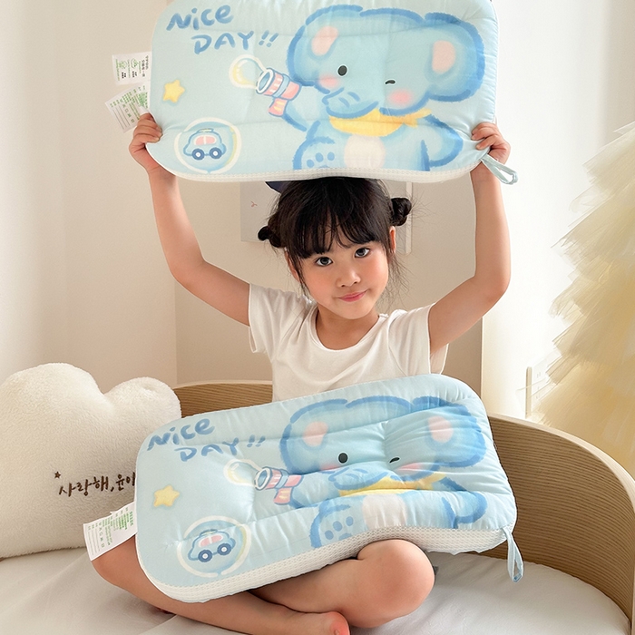 91家纺网 家纺一手货源 找家纺 嗨生活 2026新款冰豆豆枕芯大版卡通儿童枕芯幼儿园枕芯枕头枕芯 绒豆豆-快乐小象