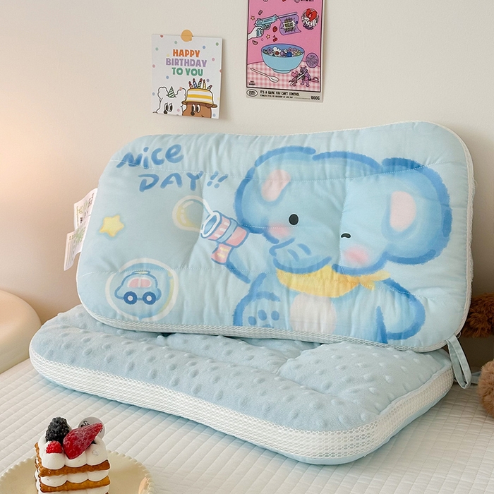 91家纺网 家纺一手货源 找家纺 嗨生活 2026新款冰豆豆枕芯大版卡通儿童枕芯幼儿园枕芯枕头枕芯 绒豆豆-快乐小象