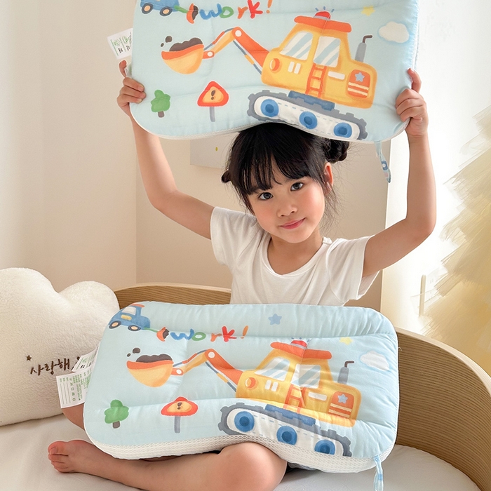 91家纺网 家纺一手货源 找家纺 嗨生活 2026新款冰豆豆枕芯大版卡通儿童枕芯幼儿园枕芯枕头枕芯 绒豆豆-蓝色挖掘