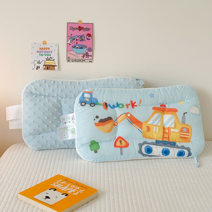 91家纺网 家纺一手货源 找家纺 嗨生活 2026新款冰豆豆枕芯大版卡通儿童枕芯幼儿园枕芯枕头枕芯 绒豆豆-蓝色挖掘