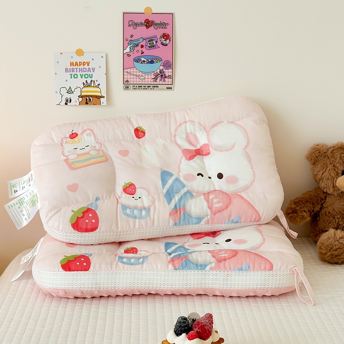 91家纺网 家纺一手货源 找家纺 嗨生活 2026新款冰豆豆枕芯大版卡通儿童枕芯幼儿园枕芯枕头枕芯 绒豆豆-萌小兔