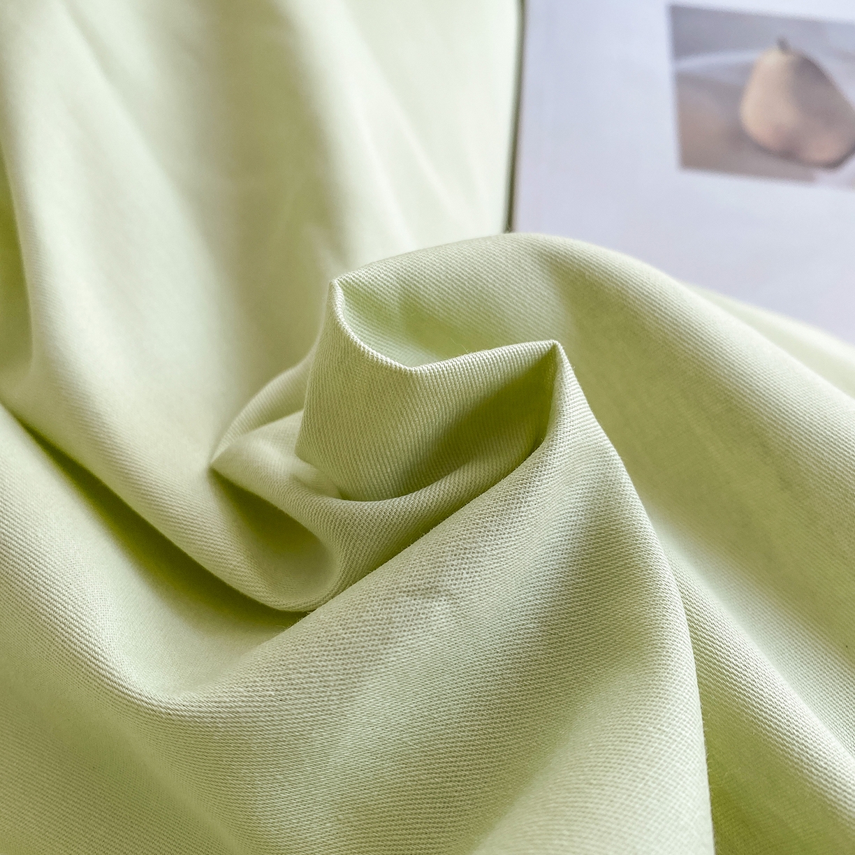 91家纺网 家纺一手货源 找家纺 蓝梦 2026新款全棉水洗棉布标四件套 抹茶绿 套版