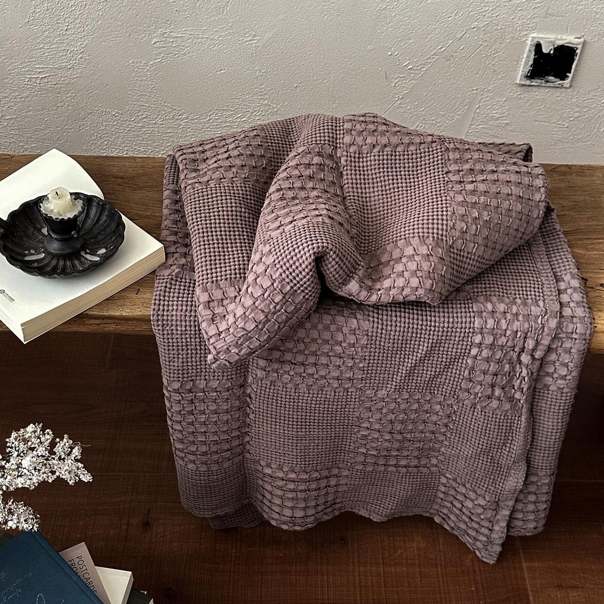 91家纺网 家纺一手货源 找家纺 （总）米菲 2026春夏新款全棉纯棉纯色毛毯盖毯