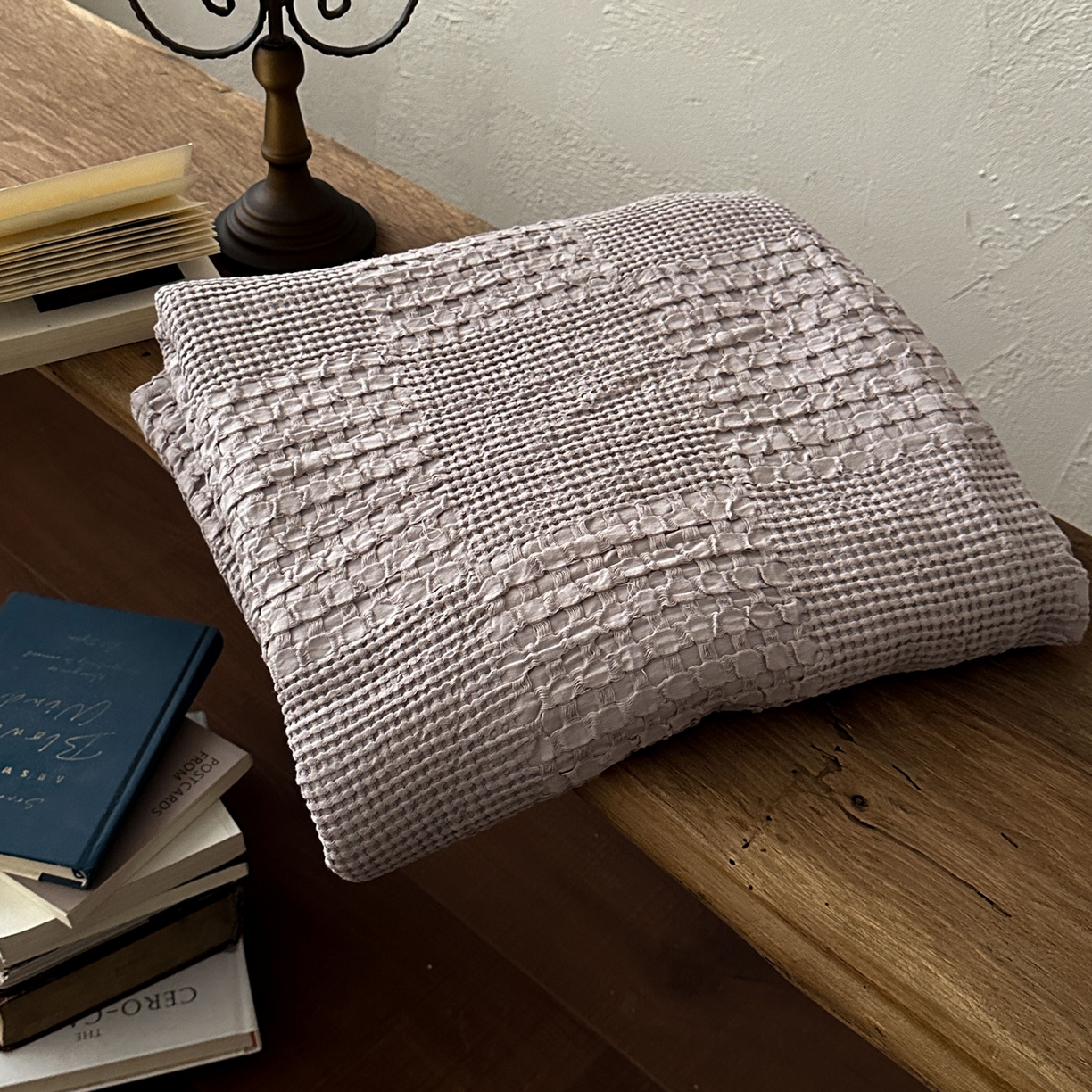91家纺网 家纺一手货源 找家纺 米菲 2026春夏新款全棉纯棉纯色毛毯盖毯 岩石灰