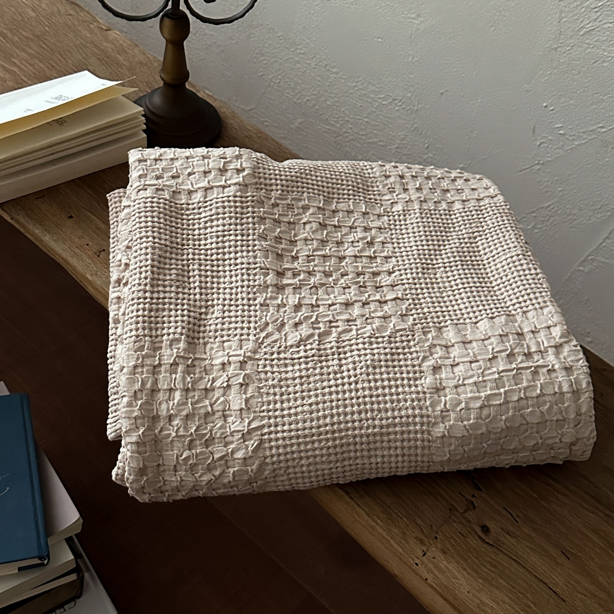 91家纺网 家纺一手货源 找家纺 米菲 2026春夏新款全棉纯棉纯色毛毯盖毯 奶茶杏