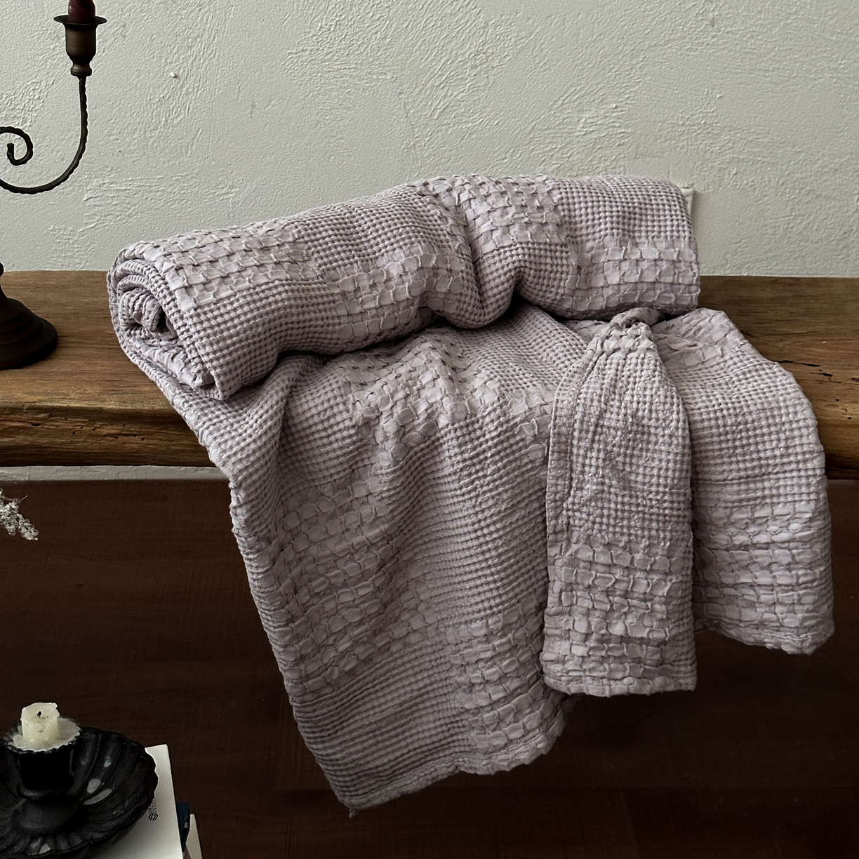 91家纺网 家纺一手货源 找家纺 米菲 2026春夏新款全棉纯棉纯色毛毯盖毯 岩石灰
