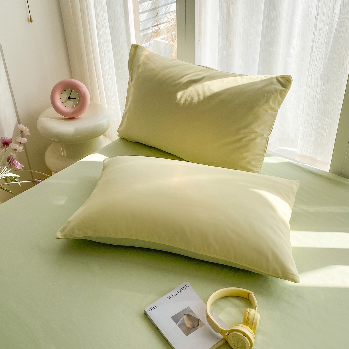 91家纺网 家纺一手货源 找家纺 蓝梦 2026新款全棉水洗棉布标四件套 奶黄