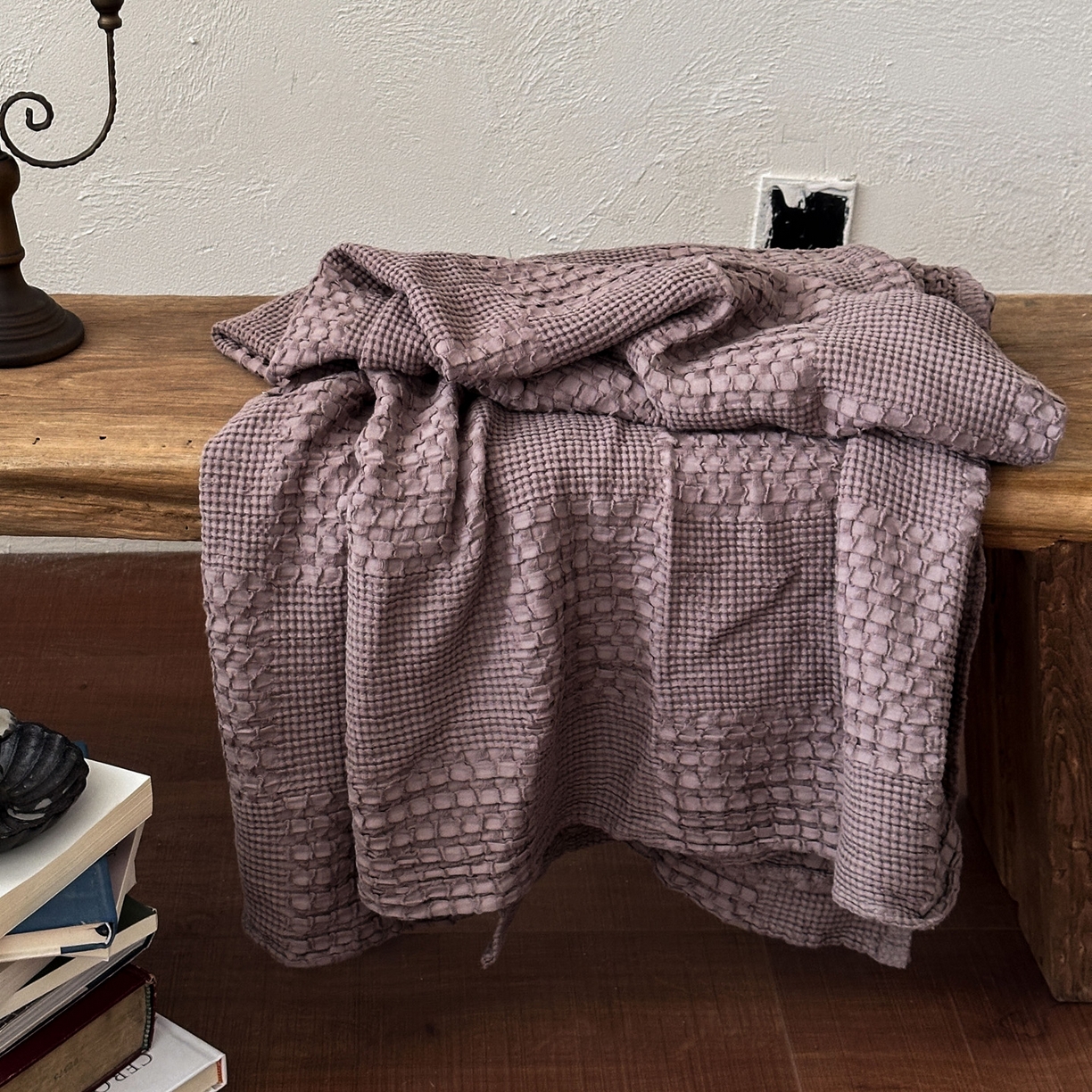 91家纺网 家纺一手货源 找家纺 米菲 2026春夏新款全棉纯棉纯色毛毯盖毯 咖啡棕