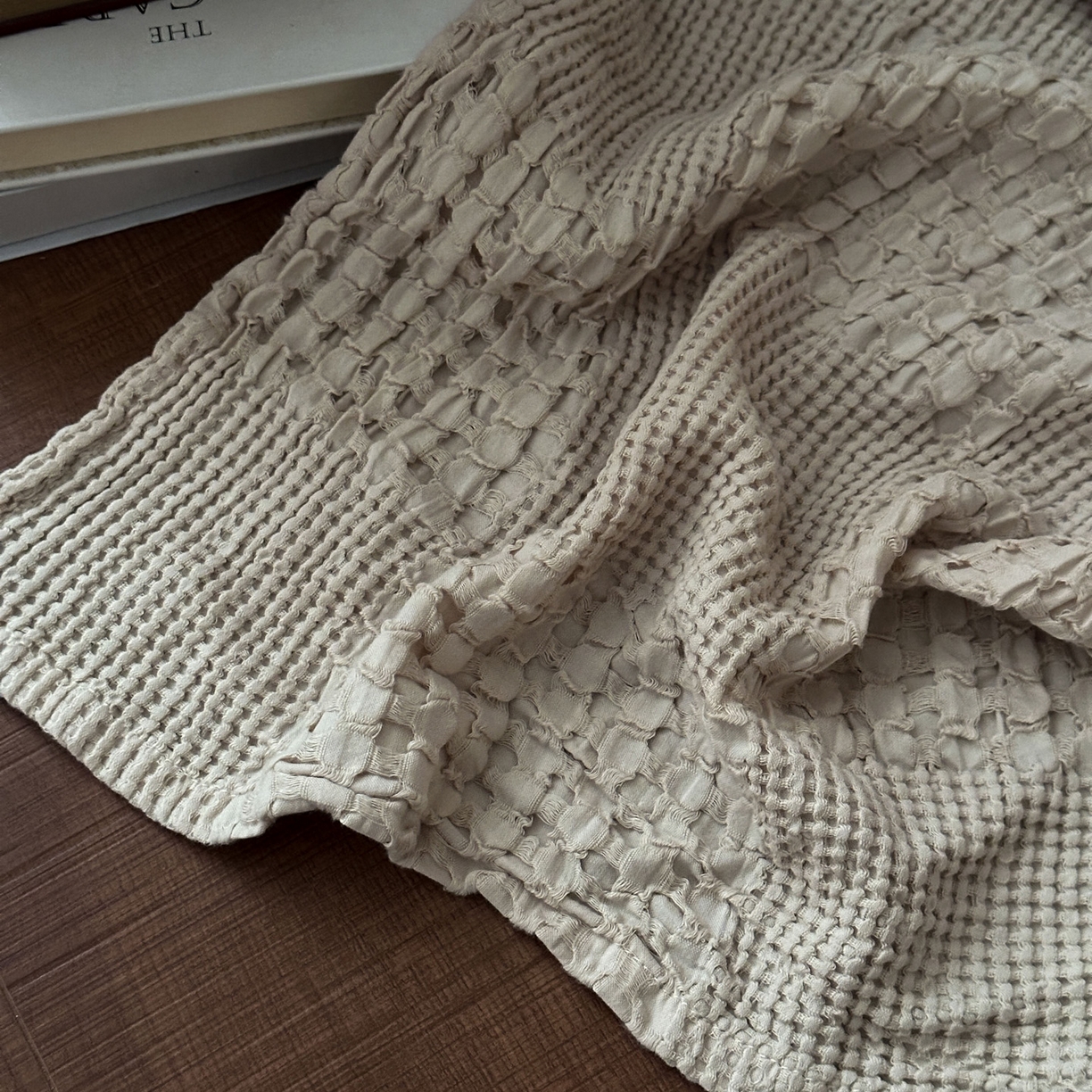 91家纺网 家纺一手货源 找家纺 米菲 2026春夏新款全棉纯棉纯色毛毯盖毯 奶茶杏