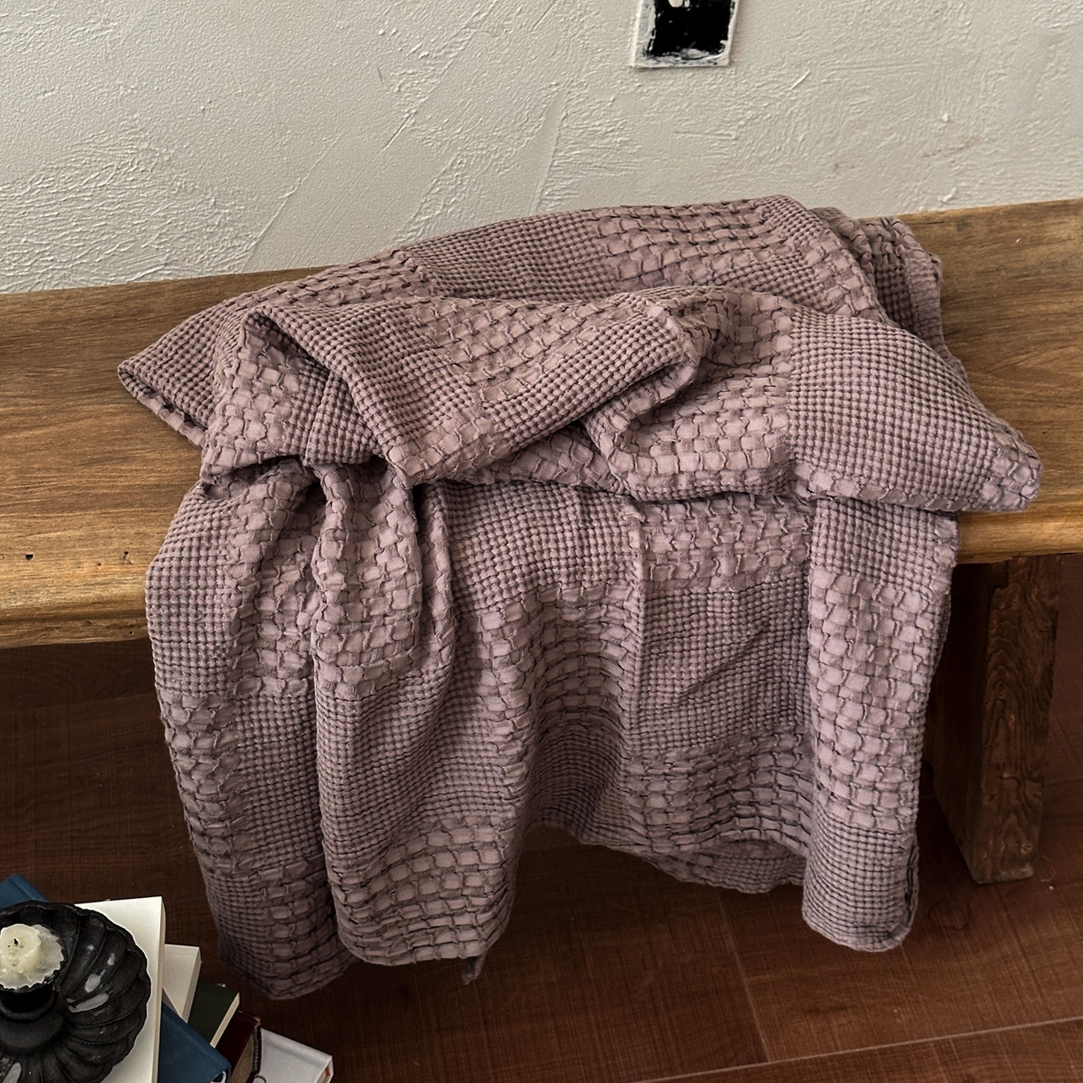 91家纺网 家纺一手货源 找家纺 米菲 2026春夏新款全棉纯棉纯色毛毯盖毯 咖啡棕