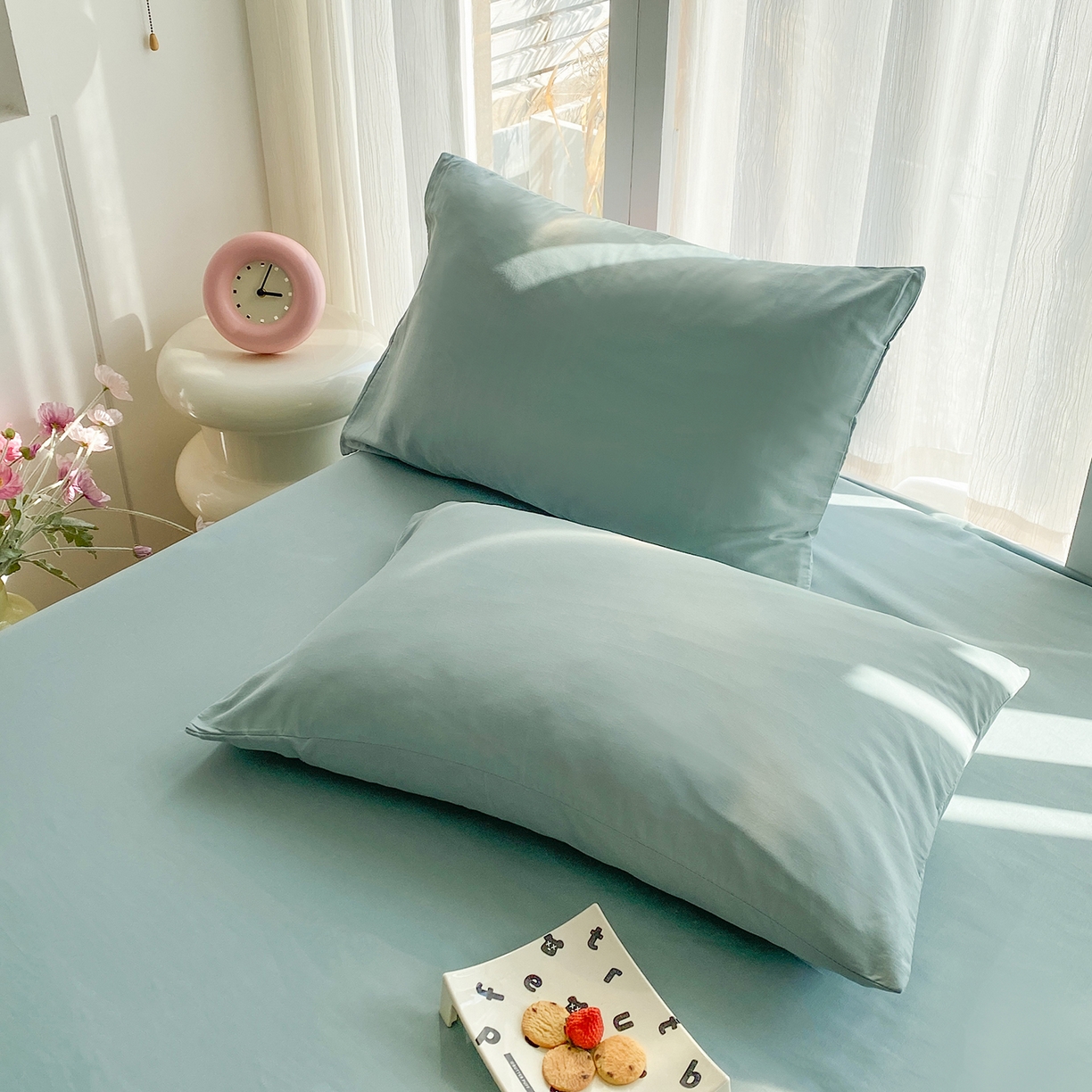 91家纺网 家纺一手货源 找家纺 蓝梦 2026新款全棉水洗棉布标四件套 浅蓝 开版