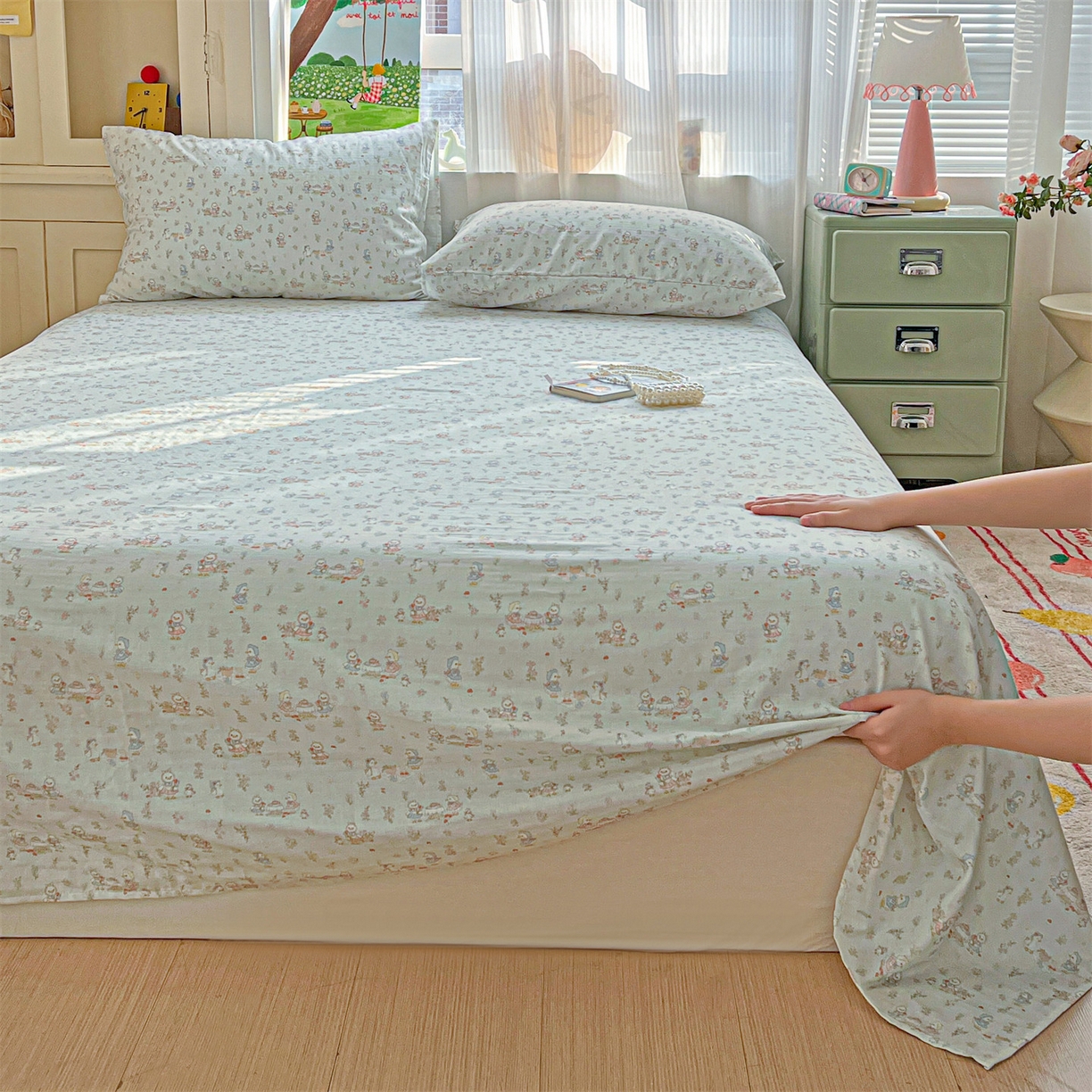 91家纺网 家纺一手货源 找家纺 （总）名兮家居 2026新款全棉纯棉A类双层纱单床单 床单单件